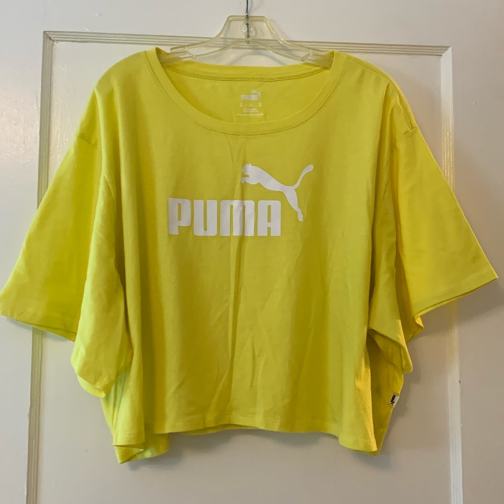 Puma 3X yellow and white crop top —NWOT —